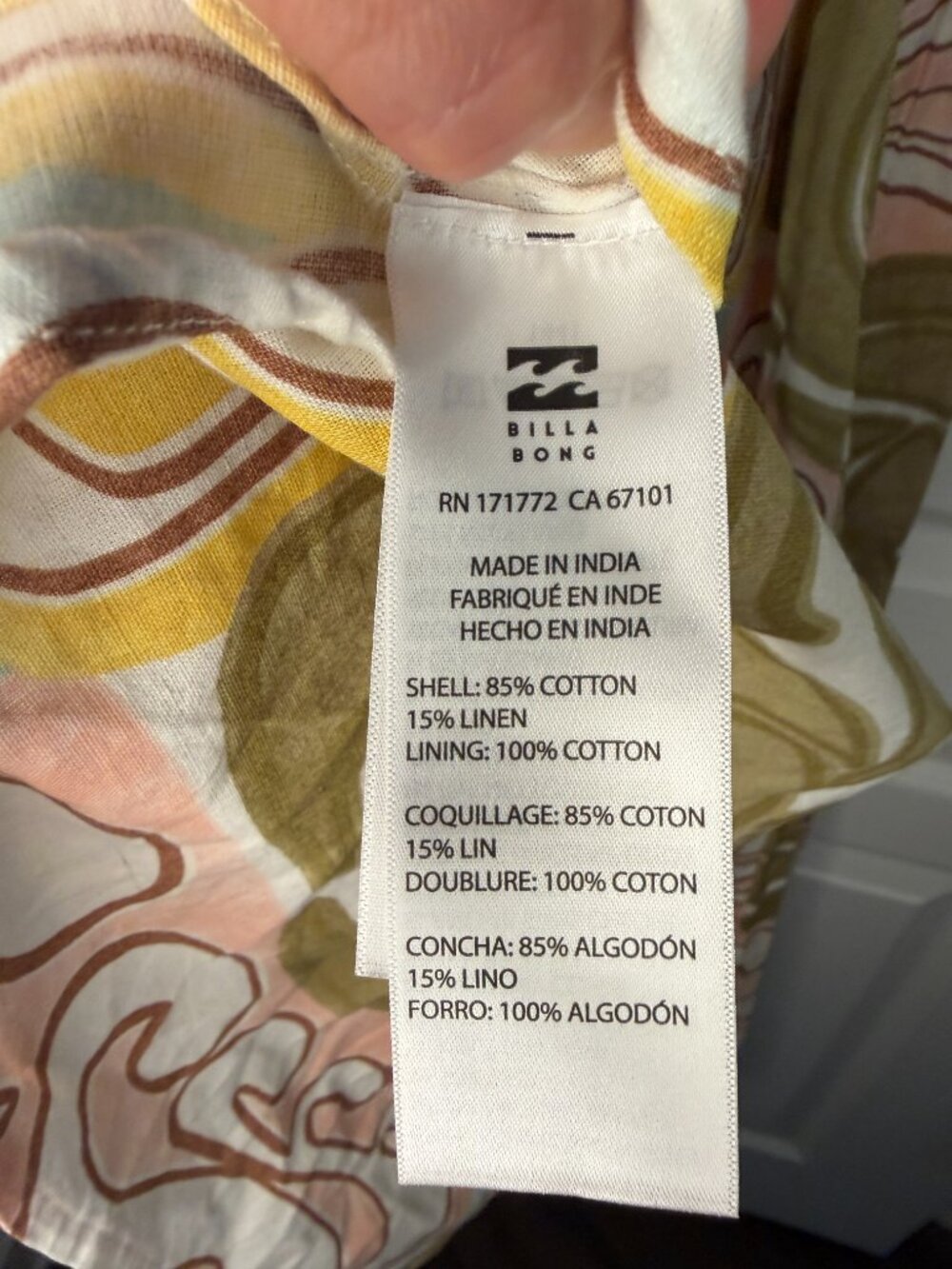 NWOT Billabong/Nordstrom Island Life Midi Dress-S-Linen/Cotton- Pastel- MSRP $88 - Picture 5 of 11